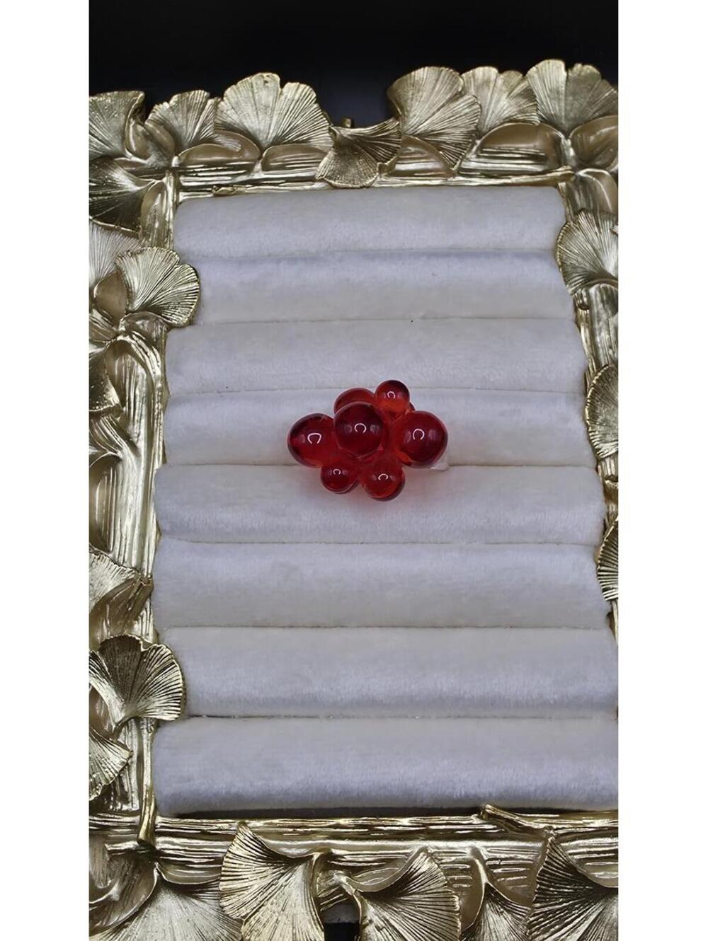 Unique Red Bubble Resin Statement Ring - Picture 6 of 6
